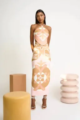 By Johnny Desert Blooms Top and Midi Skirt Set Multi Size 12 for rent on The Volte - image 1