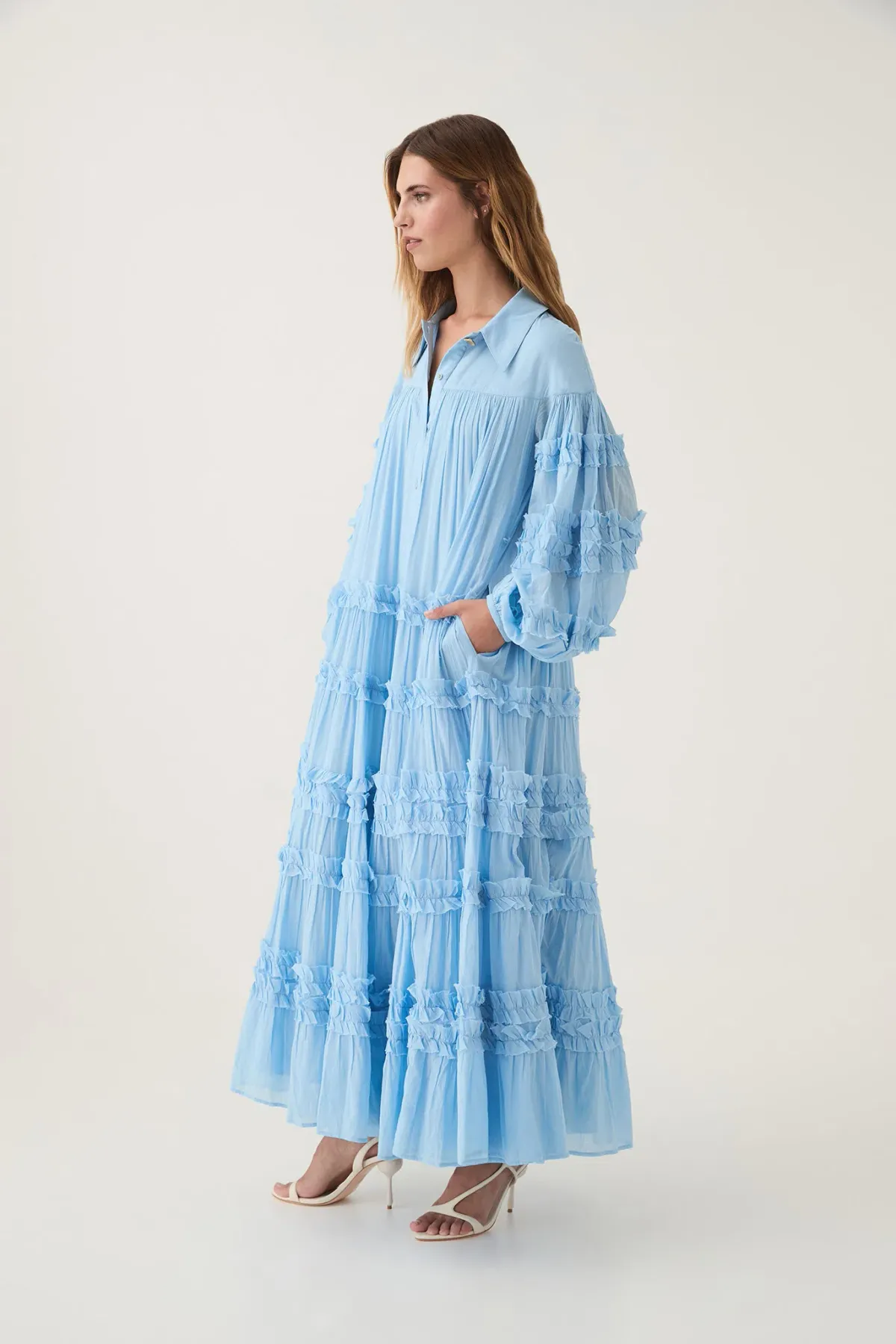 Aje Pastiche Tiered Maxi Dress in Powder Blue Size 4 - Image 4