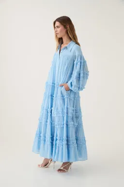 Aje Pastiche Tiered Maxi Dress in Powder Blue Size 4 for rent on The Volte - image 4