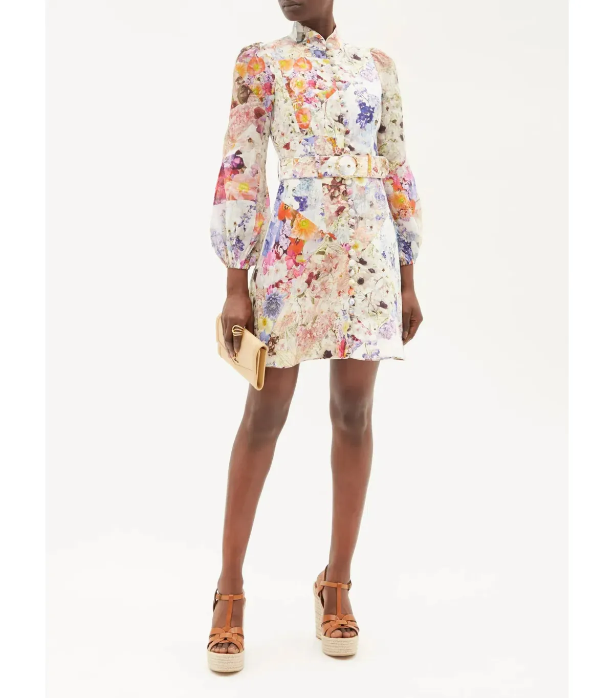 Zimmermann Linen Prima Belted Mini Dress Multi Size 0 / AU 8 for rent on The Volte - main image