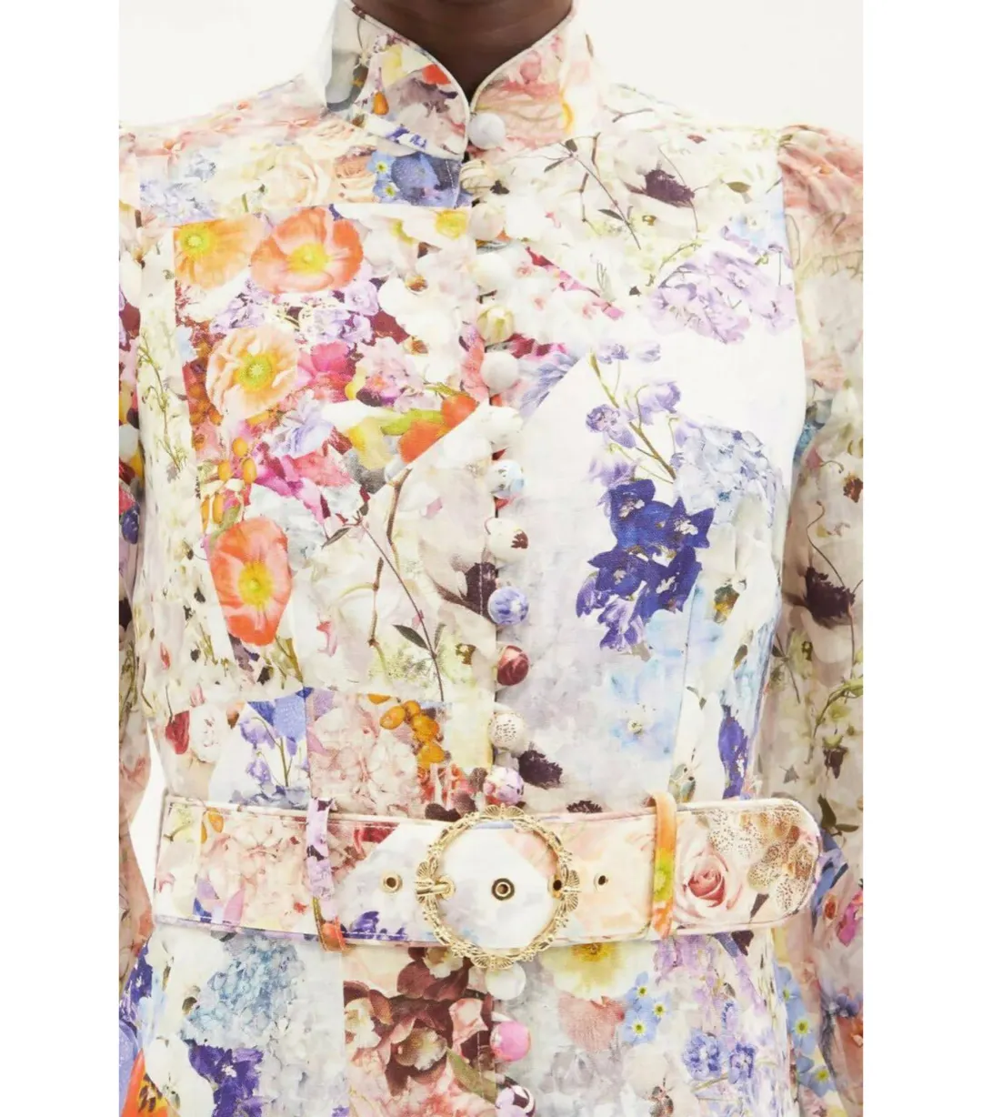 Zimmermann Linen Prima Belted Mini Dress Multi Size 0 / AU 8 for rent on The Volte - main image