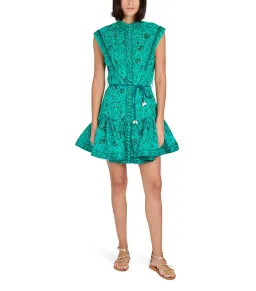Zimmermann Lulu Panelled Flip High Neck Mini Dress in Jade Floral Print Size 2 / AU 12 for rent on The Volte - image 1