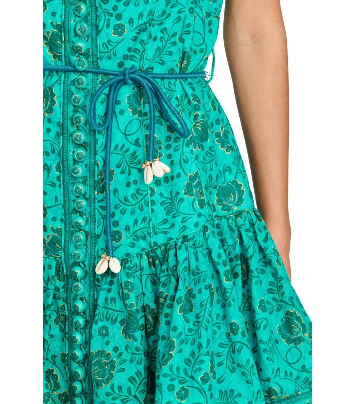 Zimmermann Lulu Panelled Flip High Neck Mini Dress in Jade Floral Print Size 2 / AU 12 - Image 2