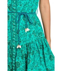 Zimmermann Lulu Panelled Flip High Neck Mini Dress in Jade Floral Print Size 2 / AU 12 for rent on The Volte - image 2