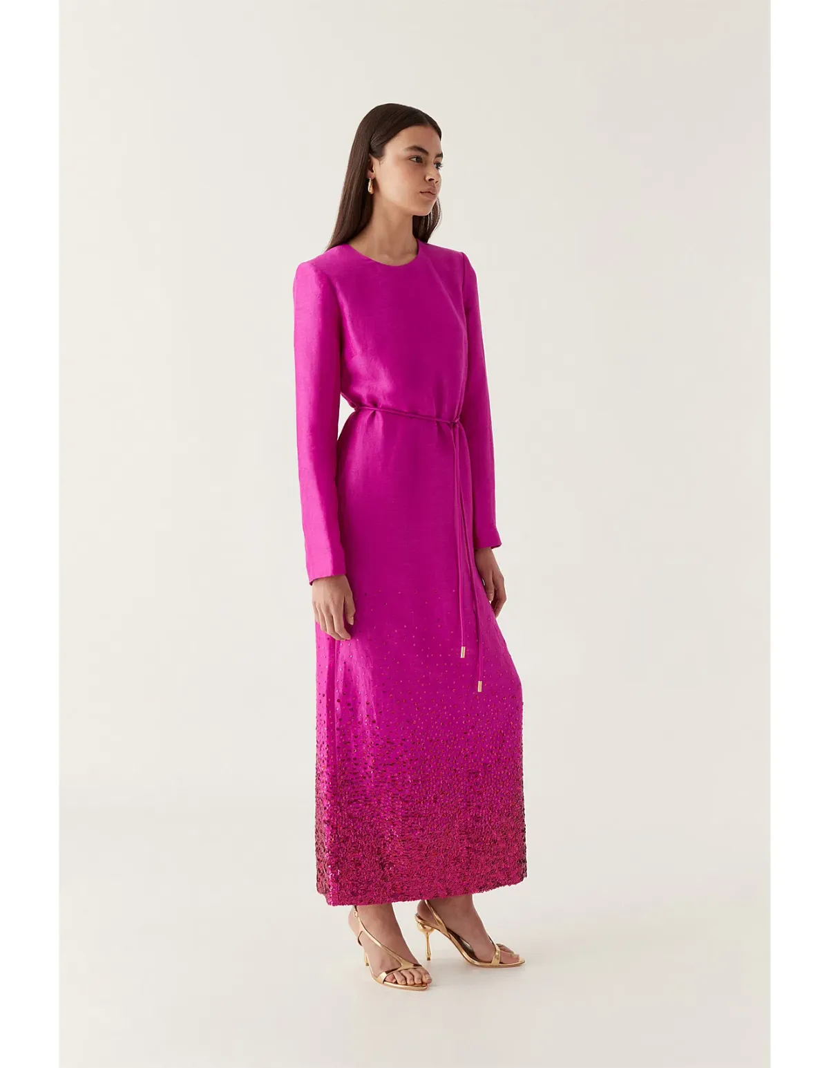 Aje Reflection Sequin Maxi Dress in Deep Magenta Size AU 8 - Image 2