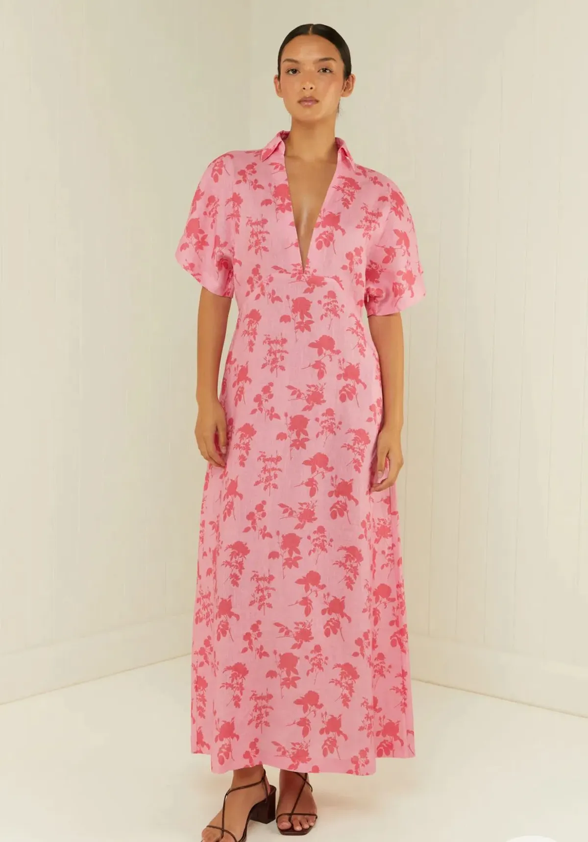 Palm Noosa Jasmine Dress Pink Floral Dress Size 6 - Image 1