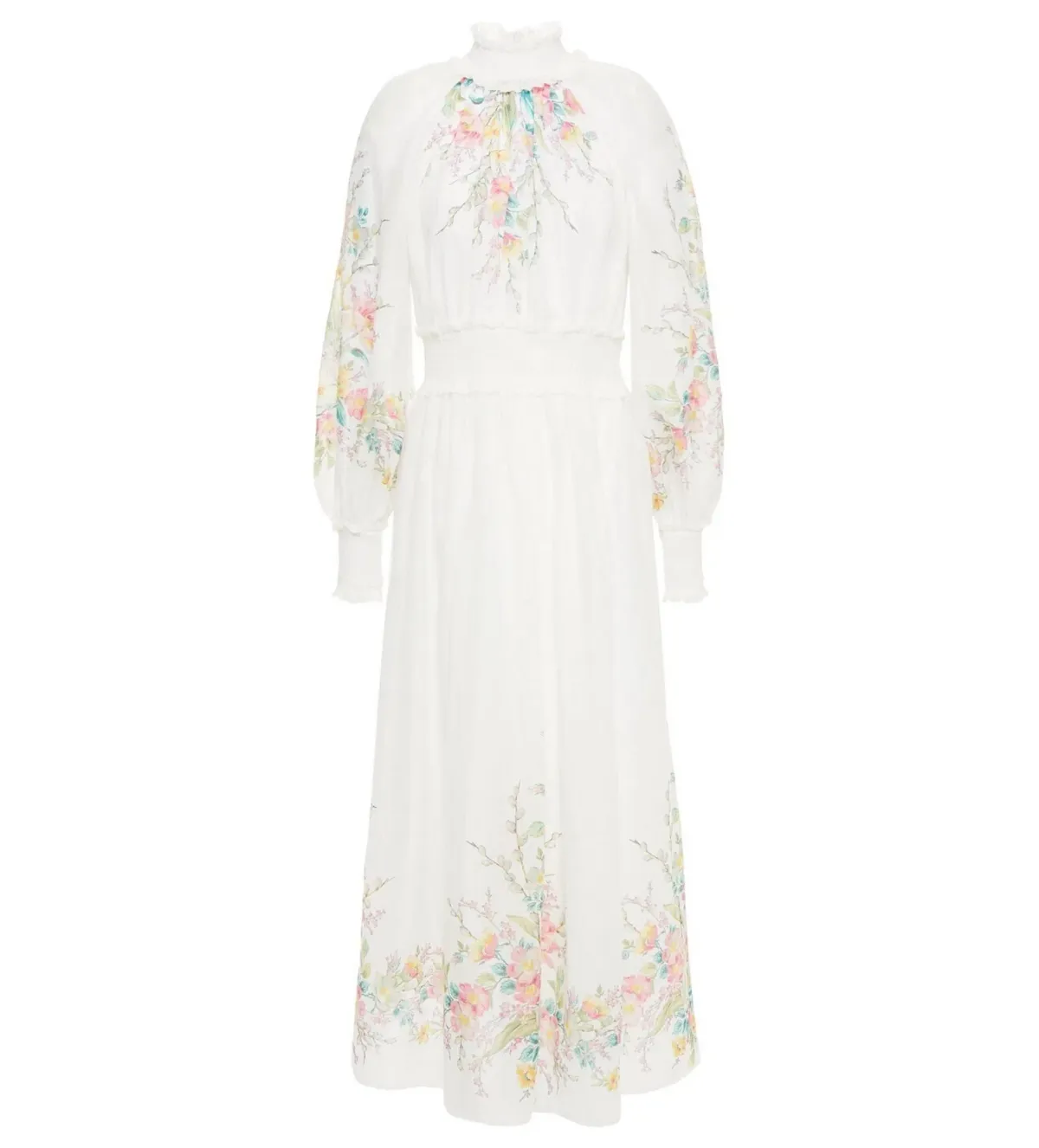 Zimmermann Zinnia Shirred Waist Maxi Dress White Floral Size 0 / AU 8 - Image 6