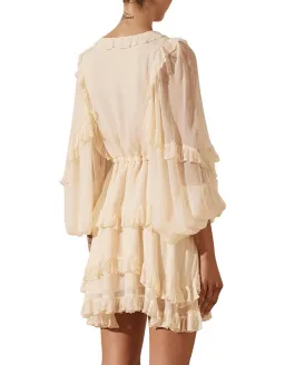 Shona Joy Iris Balloon Sleeve Mini Dress Cream Size AU 8 for rent on The Volte - image 5