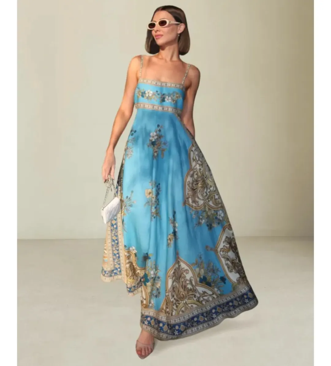 Alemais x La Sirena Exclusive Cassie Midi Sundress in Blue Floral Size AU 14 for rent on The Volte - main image