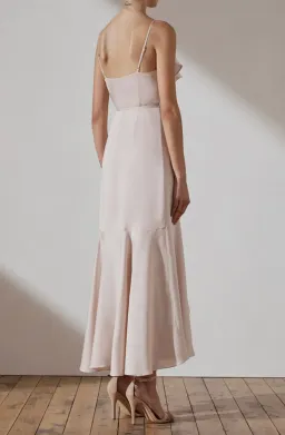 Shona Joy Luxe Bias Frill Wrap Midi Dress Porcelain Size 10 for rent on The Volte - image 3