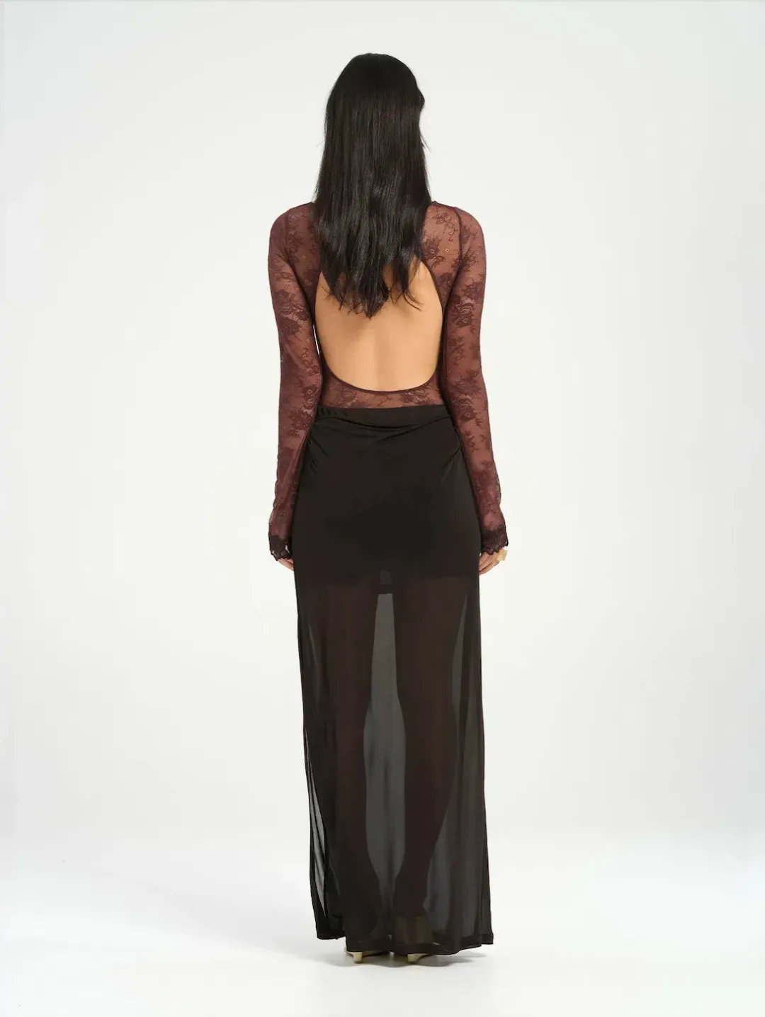 BENNI Oskar Maxi Dress in Chocolate Brown Size 8 / AU 8 for rent on The Volte - main image