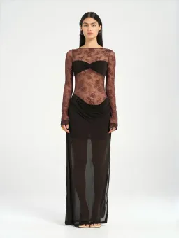 BENNI Oskar Maxi Dress in Chocolate Brown Size 8 / AU 8 for rent on The Volte - image 1