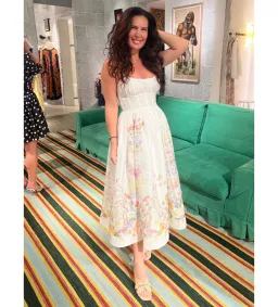 Zimmermann Natura Ruched Midi Dress in Ivory Wild Flowers Size 0 / AU 8 for rent on The Volte - image 2