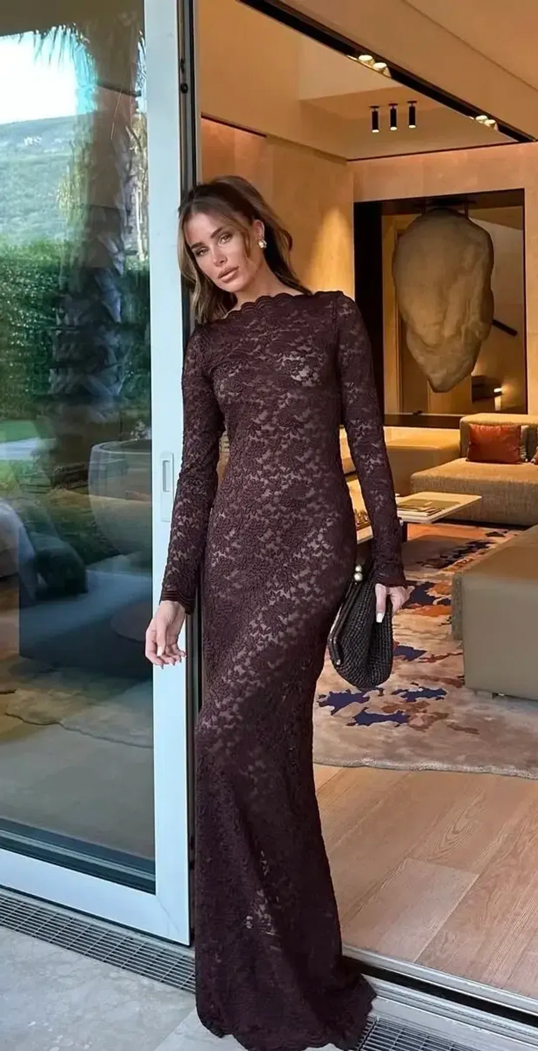 Arcina Ori Monet Maxi Dress Chocolate Size 8 for rent on The Volte - main image