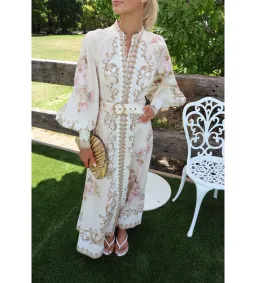 Zimmermann Hypnotic Buttoned Midi Dress in Cream Peony Size 1 / AU 10 for rent on The Volte - image 3