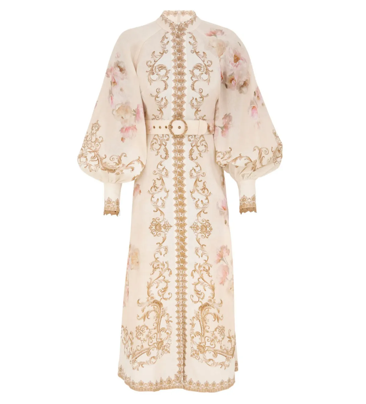 Zimmermann Hypnotic Buttoned Midi Dress in Cream Peony Size 1 / AU 10 for rent on The Volte - main image