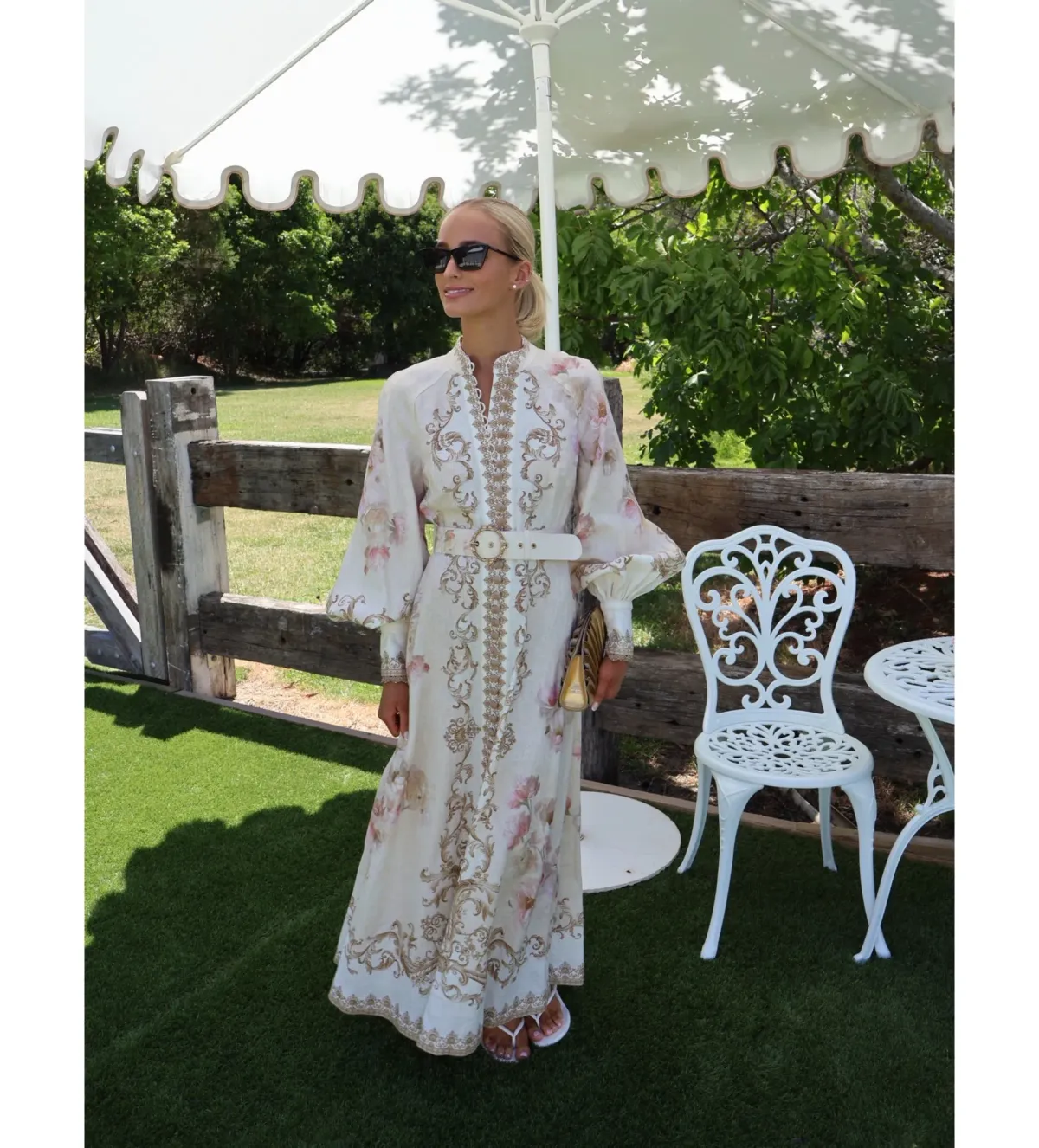 Zimmermann Hypnotic Buttoned Midi Dress in Cream Peony Size 1 / AU 10 for rent on The Volte - main image