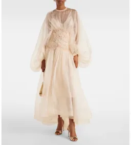 Zimmermann Illuminate Macrame Gown Maxi in Cream Size AU 6 for rent on The Volte - image 1