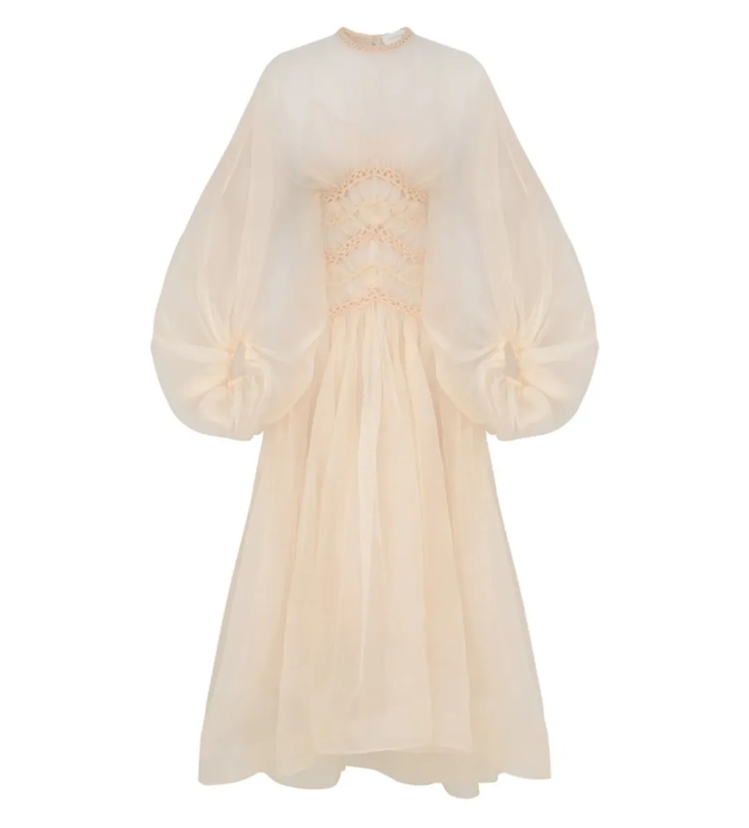 Zimmermann Illuminate Macrame Gown Maxi in Cream Size AU 6 for rent on The Volte - main image