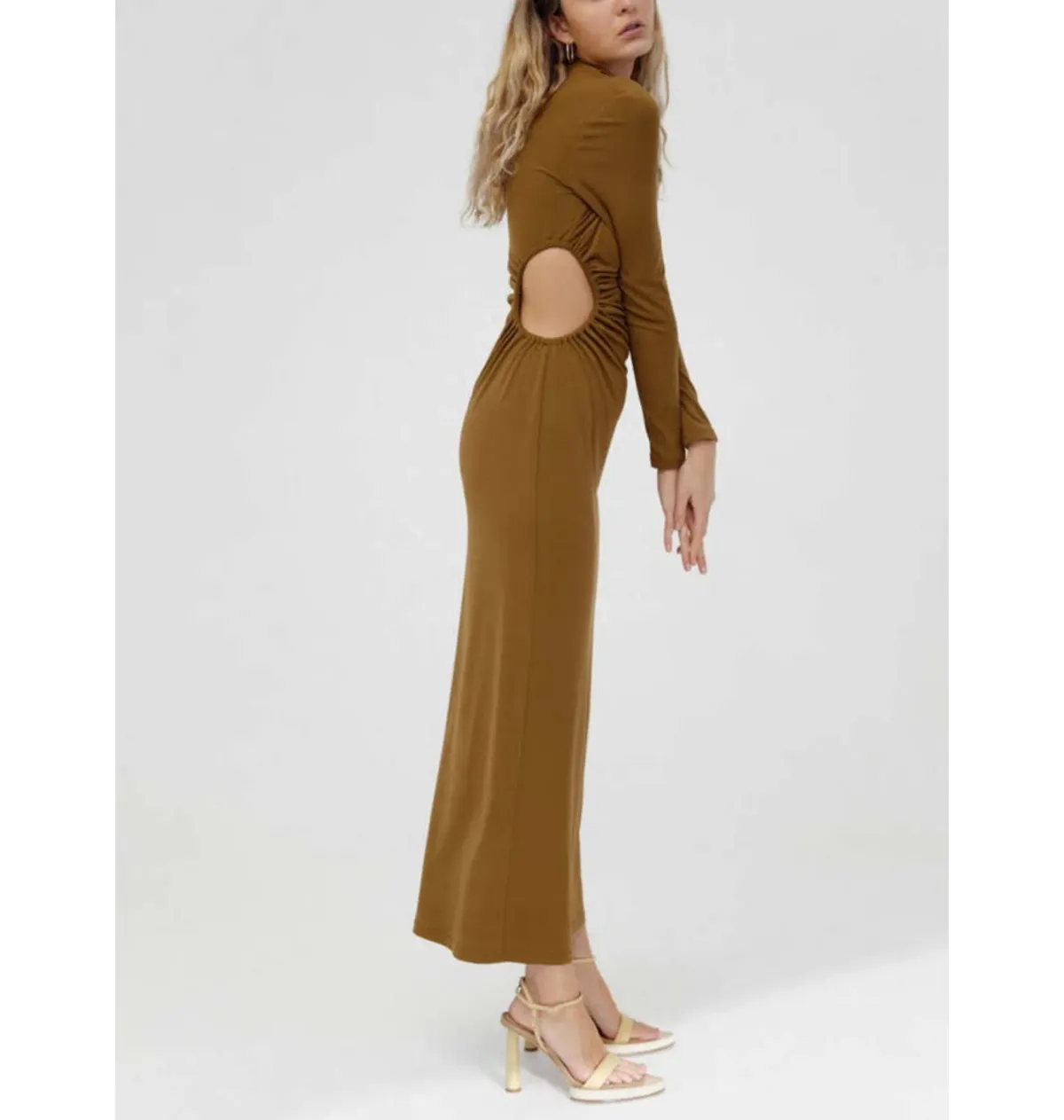 Significant Other Liana Long Sleeve Midi Dress Brown Size 8 - Image 2