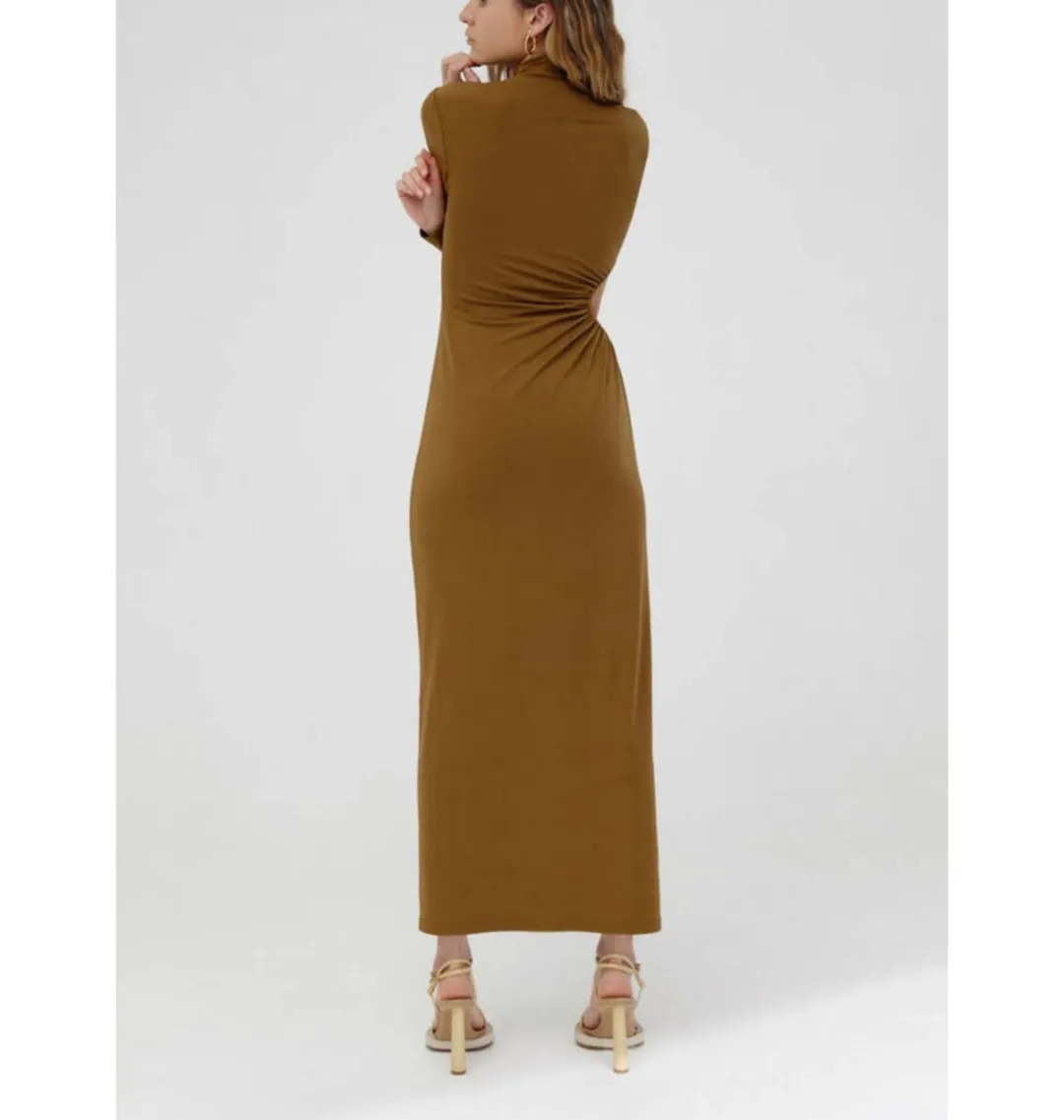 Significant Other Liana Long Sleeve Midi Dress Brown Size 8 for rent on The Volte - main image