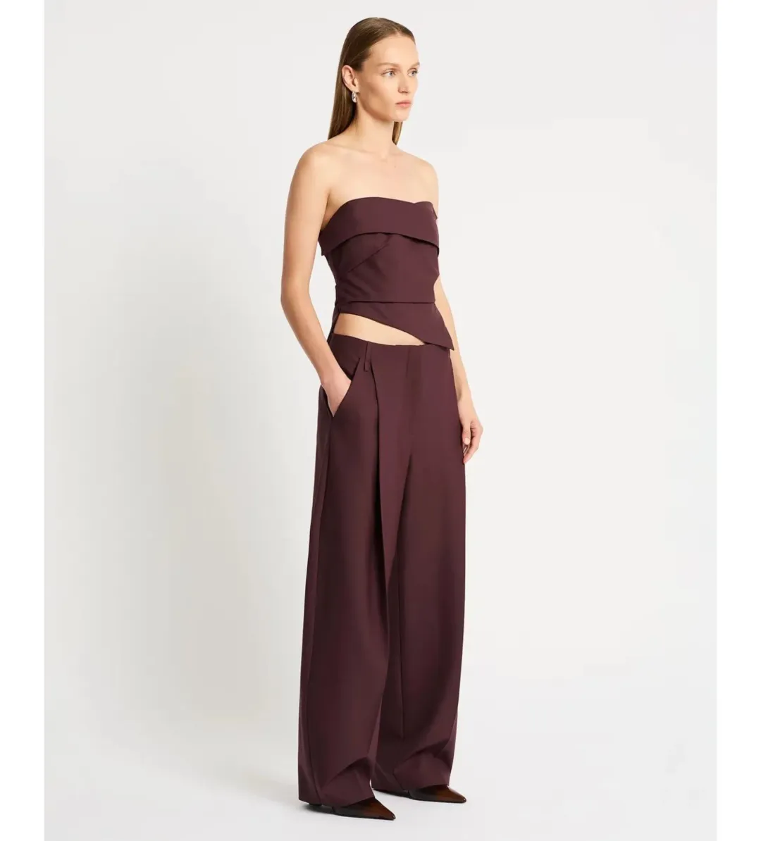 Sass & Bide Hindsight Bodice and Pants Set Merlot Size AU 8 for rent on The Volte - main image