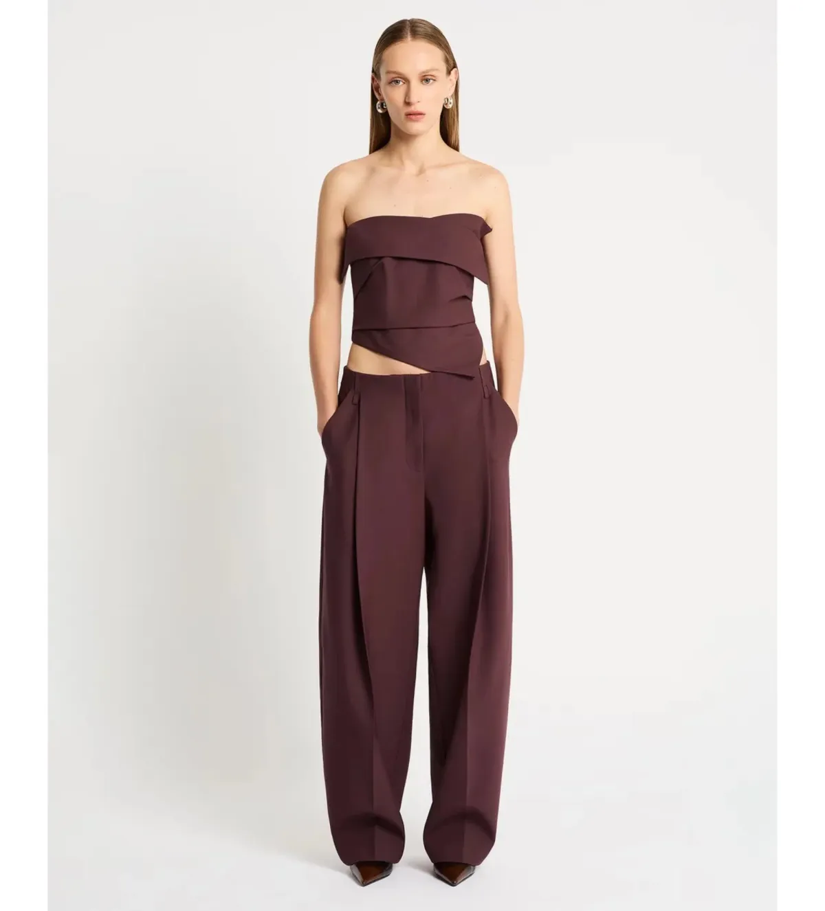 Sass & Bide Hindsight Bodice and Pants Set Merlot Size AU 8 - Image 1