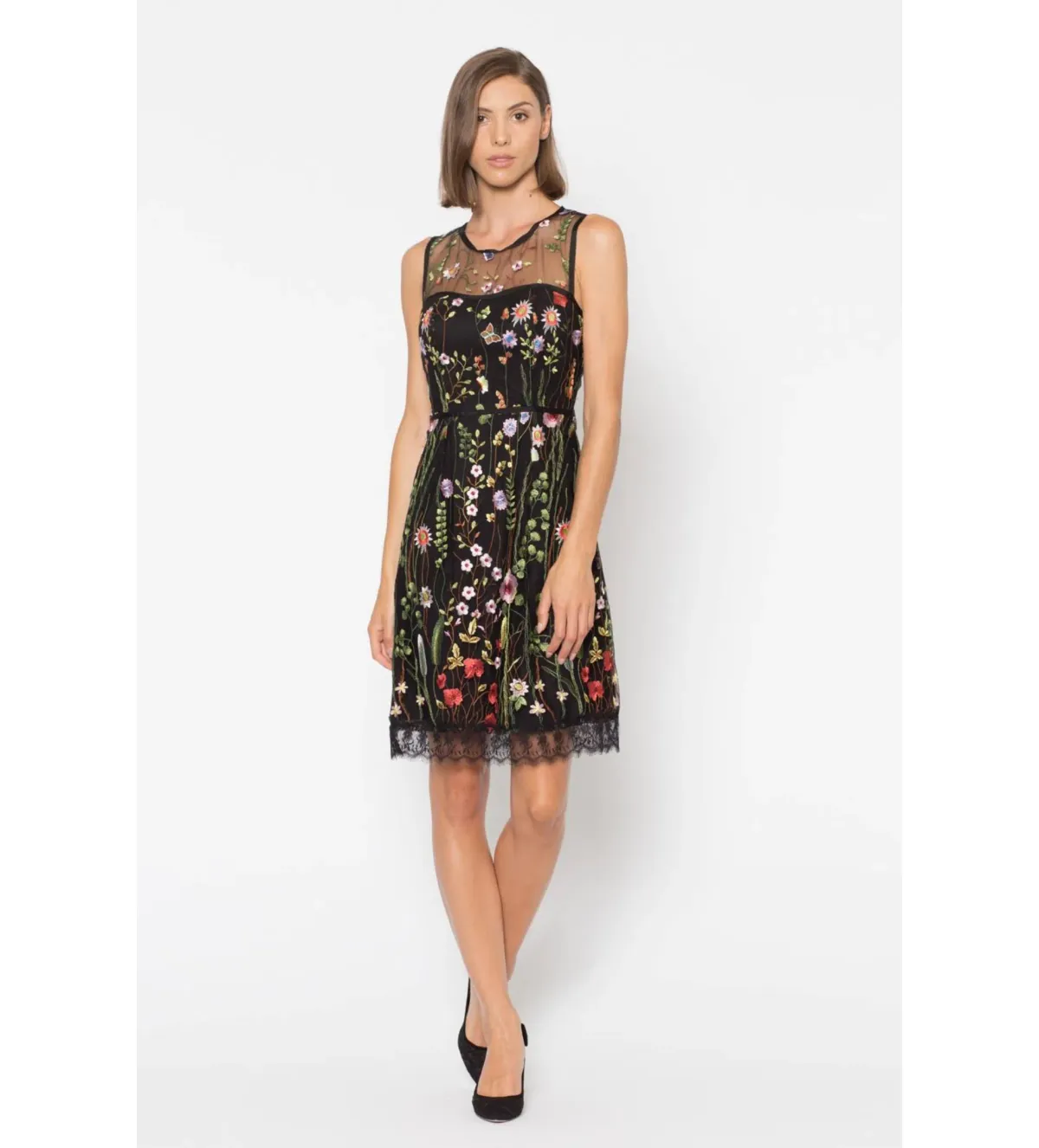 Alannah Hill Over The Prairie Knee-Length Dress Black Floral Size AU 8 - Image 1