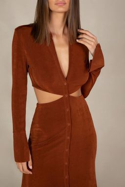 MISHA Salona Midi Dress Brown Size 12 for rent on The Volte - image 2