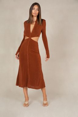 MISHA Salona Midi Dress Brown Size 12 for rent on The Volte - image 1