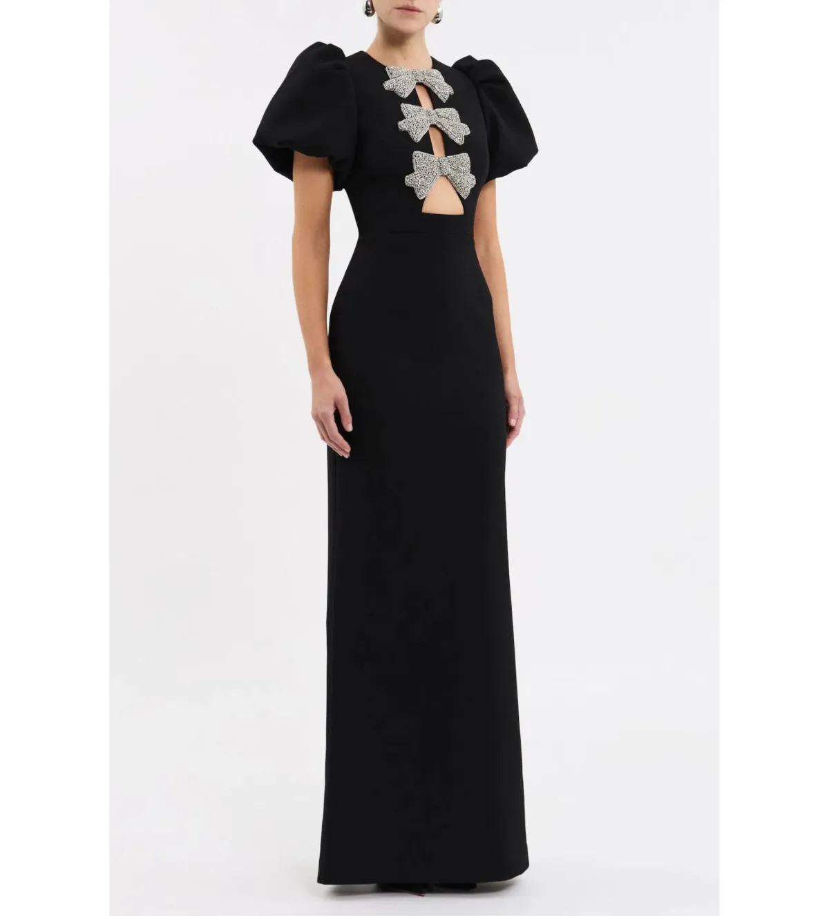 Rebecca Vallance Violetta Puff Sleeve Gown Maxi Black Size AU 12 - Image 2