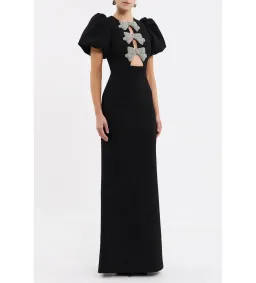 Rebecca Vallance Violetta Puff Sleeve Gown Maxi Black Size AU 12 for rent on The Volte - image 2