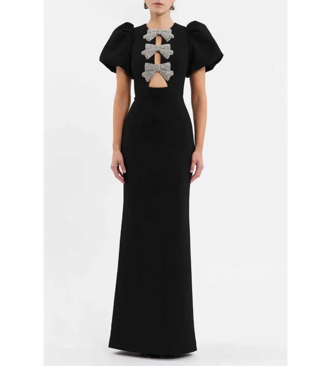 Rebecca Vallance Violetta Puff Sleeve Gown Maxi Black Size AU 12 for rent on The Volte - main image