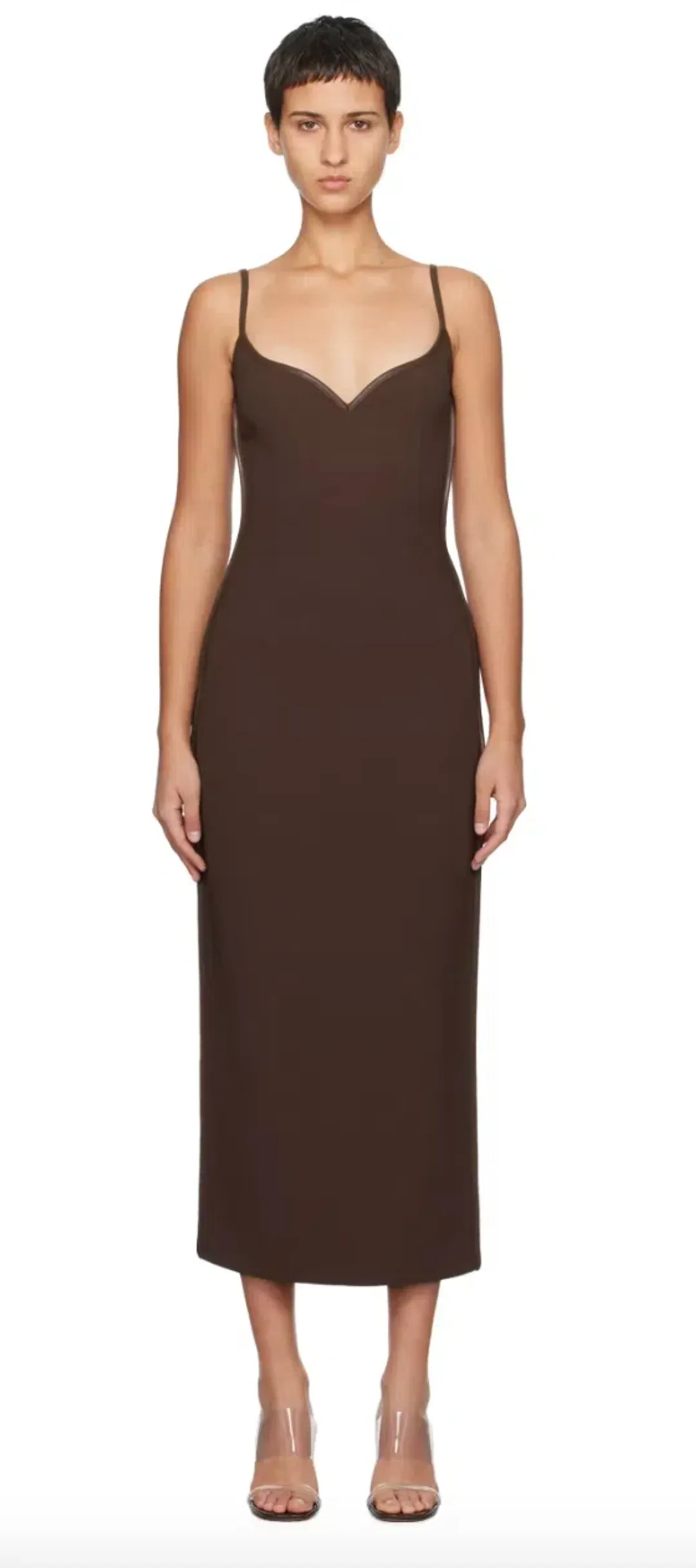 Paris Georgia Brown Heart Midi Dress Size AU 8 for rent on The Volte - main image