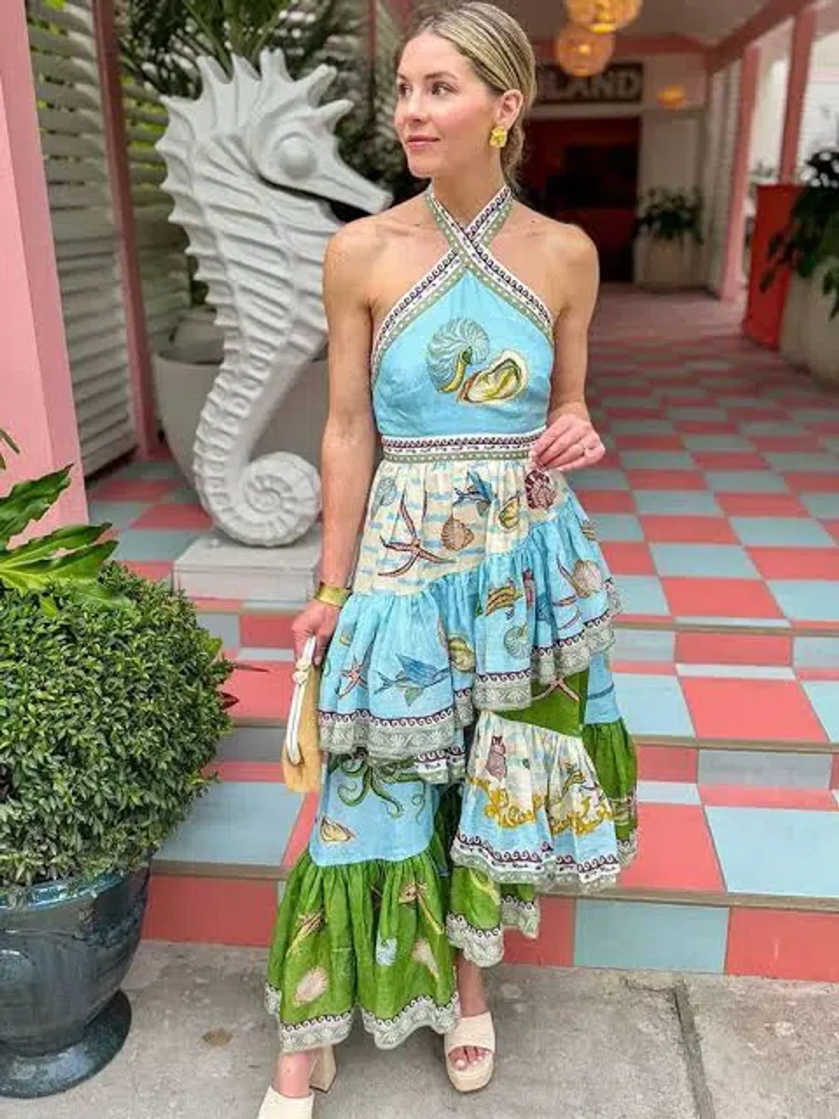 Alemais Bath House Midi Dress Multi Size 12 - Image 2