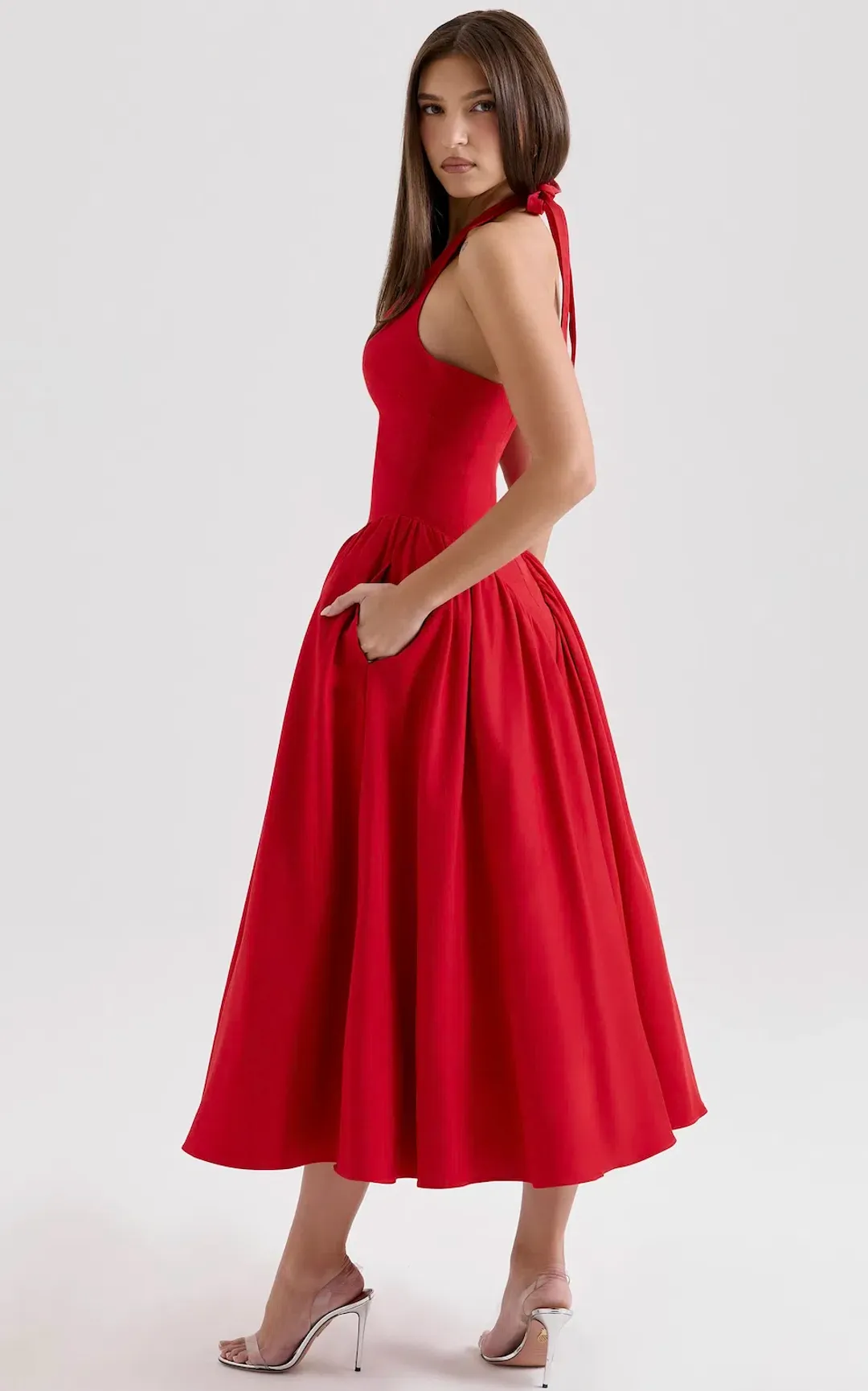 House of CB Marilyn Midi Dress in Red Size 8 for rent on The Volte - main image