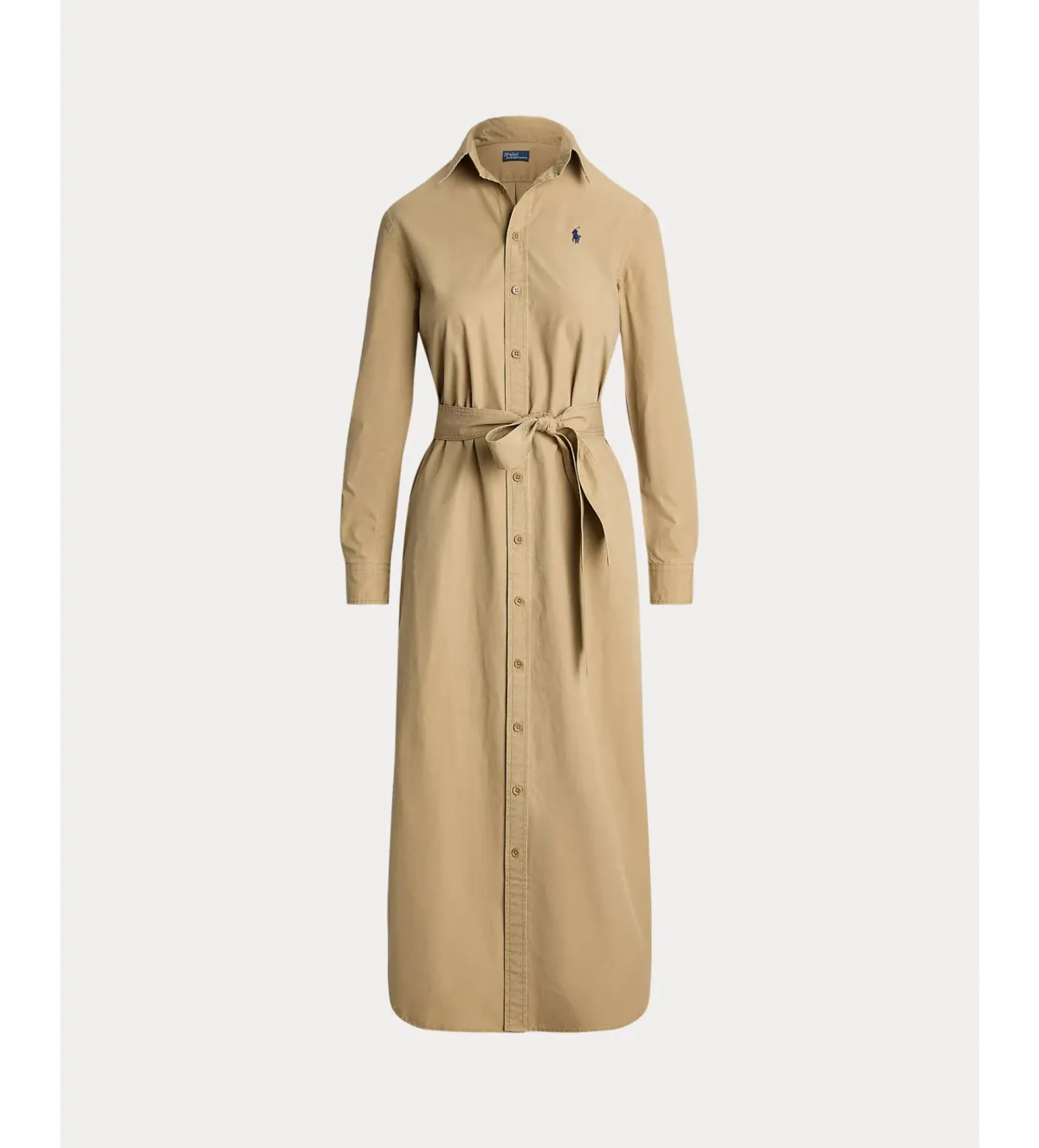 Ralph Lauren Polo Belted Cotton Midi Shirt Dress Beige Size 10 - Image 5