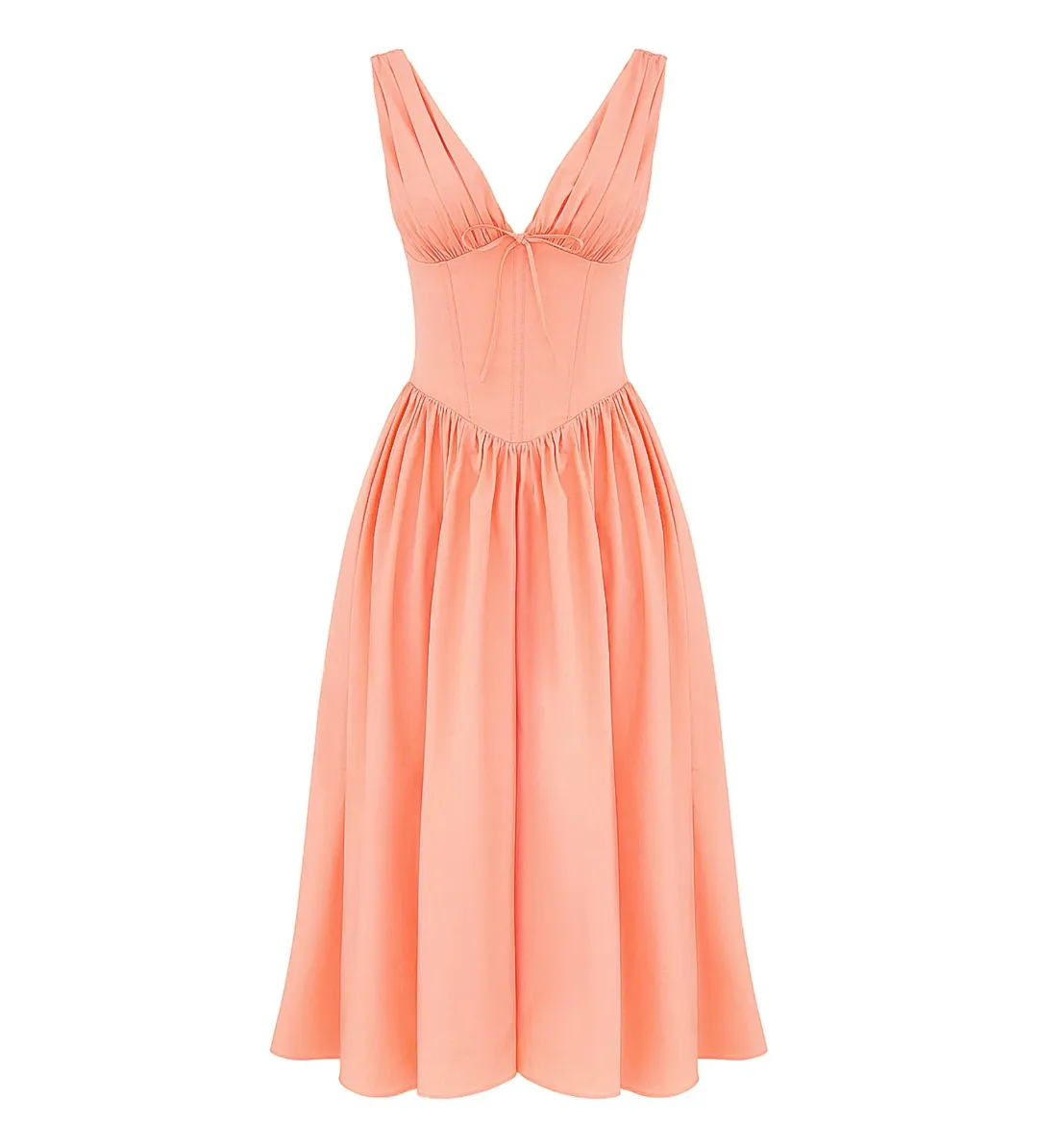 House of CB Emmelina Sorbet Cotton Corset Midi Sundress Size 8 for rent on The Volte - main image