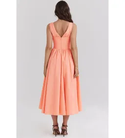 House of CB Emmelina Sorbet Cotton Corset Midi Sundress Size 8 for rent on The Volte - image 3