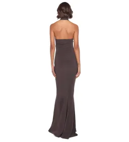 Norma Kamali Halter Turtle Fishtail Gown Chocolate Size AU 8 for rent on The Volte - image 6