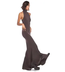 Norma Kamali Halter Turtle Fishtail Gown Chocolate Size AU 8 for rent on The Volte - image 2