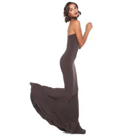 Norma Kamali Halter Turtle Fishtail Gown Chocolate Size AU 8 for rent on The Volte - image 4