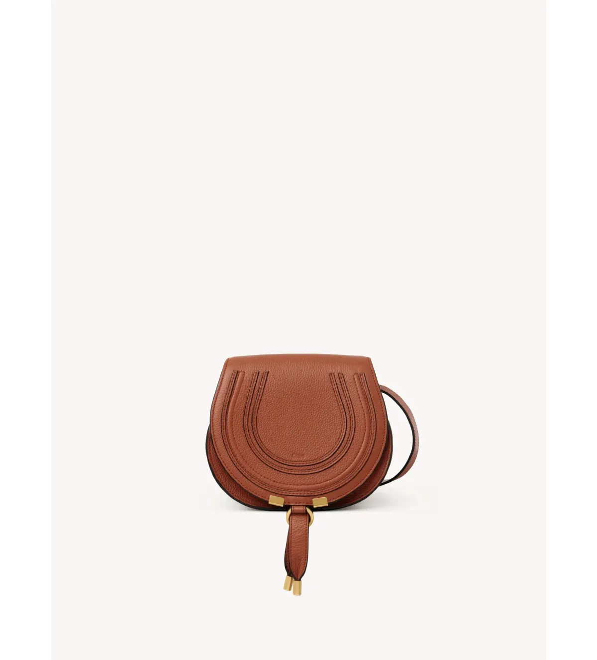 Chloe Small Marcie Saddle Bag in Grained Leather Tan - Image 1
