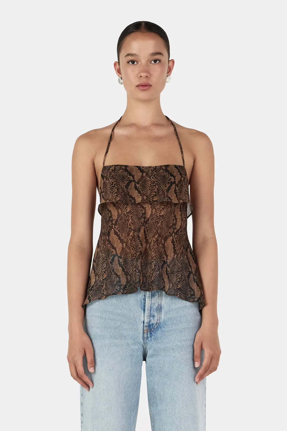 Hansen and Gretel Gina Backless Cami Tan Python Size AU 6 - Image 1