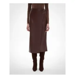Witchery Button Wrap Midi Skirt Mocha One Size for rent on The Volte - image 2