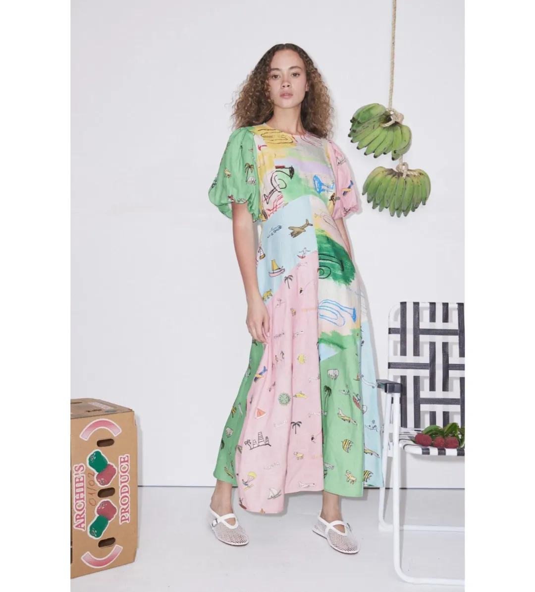 Alemais Jet Midi Dress Multi Print Size AU 8 for rent on The Volte - main image