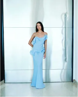 Selezza London Chiffon Maxi Dress Blue Size AU 8 for rent on The Volte - image 5