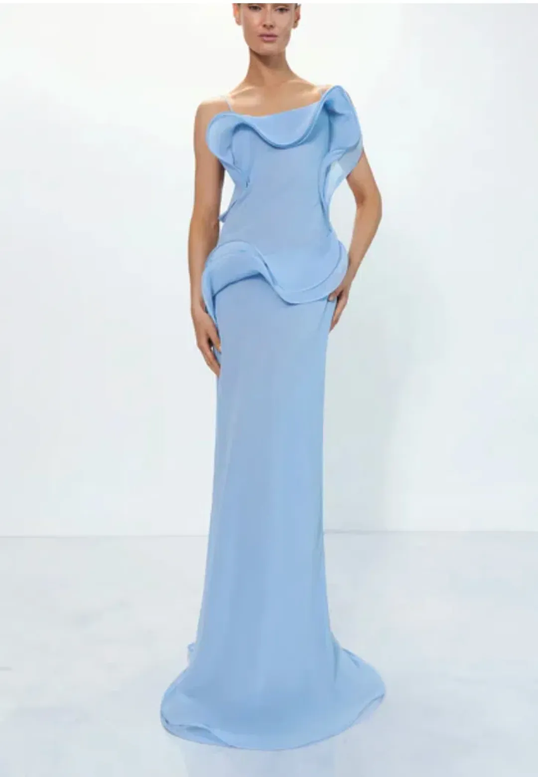 Selezza London Chiffon Maxi Dress Blue Size AU 8 for rent on The Volte - main image