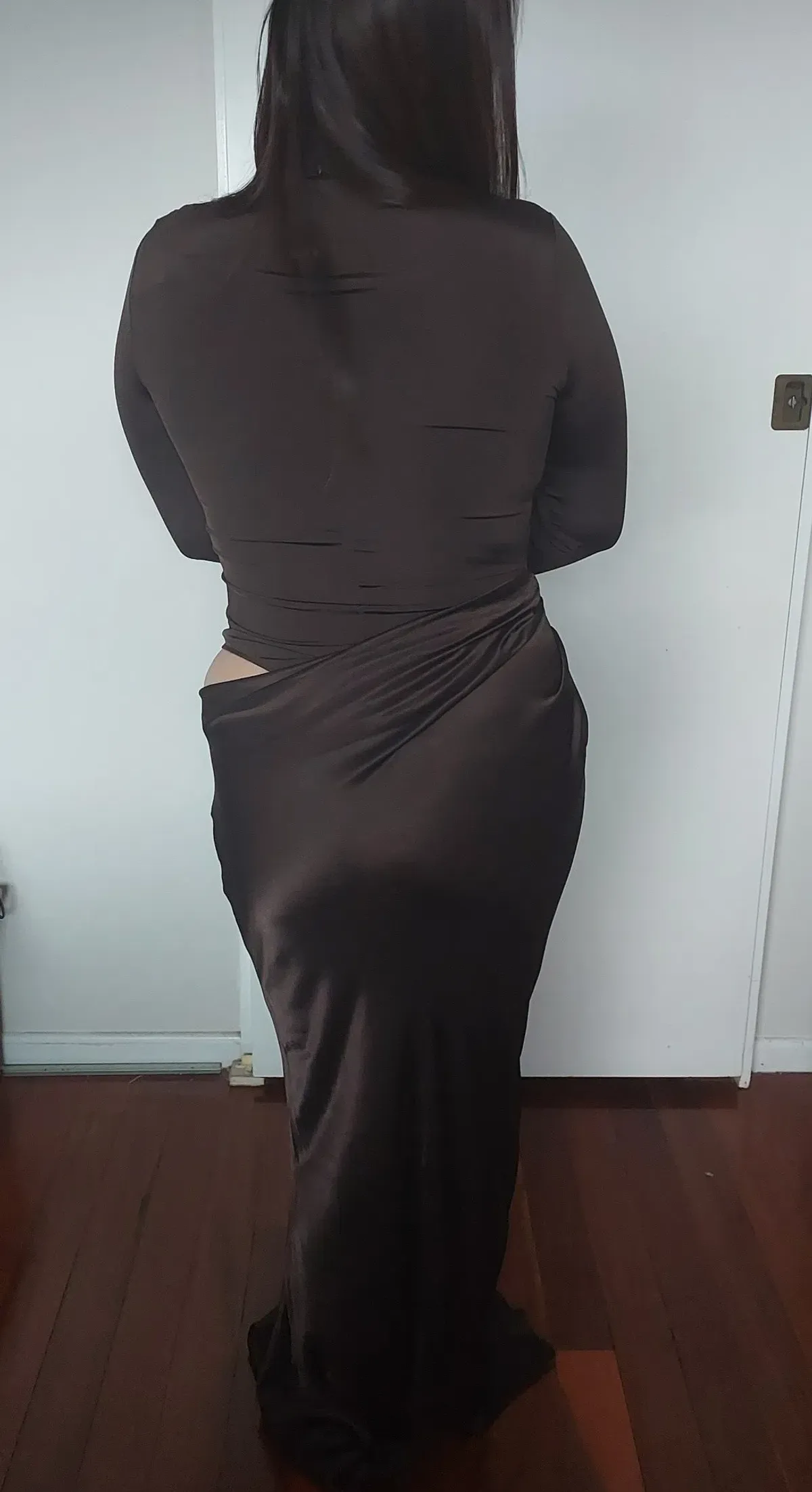 Henne Soraia Long Sleeve Dress in Chocolate Size 14 - Image 3