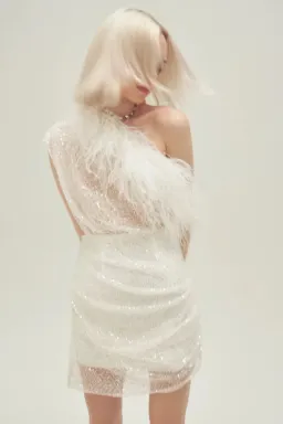 Par Violet End Scene Dress White Size 10/S for rent on The Volte - image 2